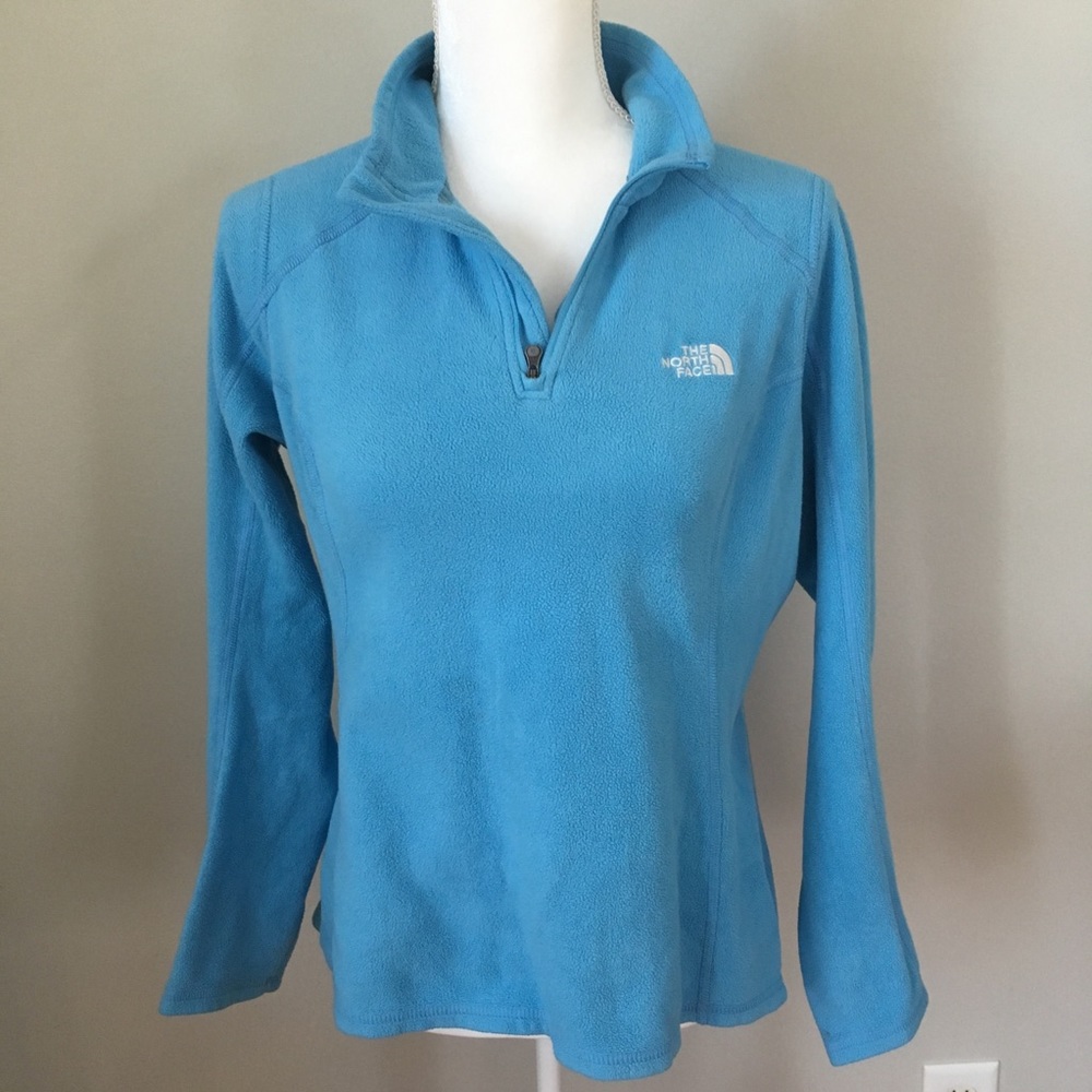The North Face Women's Light Blue Quarter-Zip Fleece Pullover - Picture 1 of 2